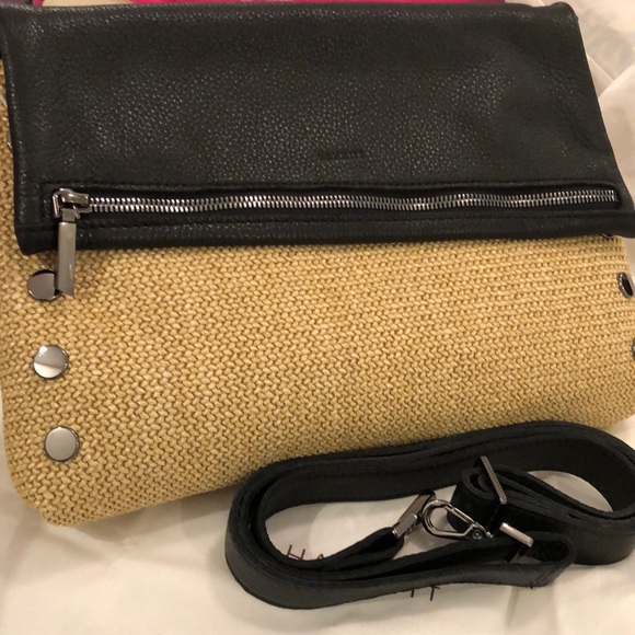 Hammitt Bags Hammitt Vip Large Leather Raffia Crossbody Clutch Bag